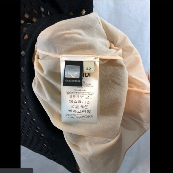 NWT Fendi Abito‎ Lace Effect Short Sleeve Sheath Dress Black/Nude [SZ 42 ] - Picture 4 of 8